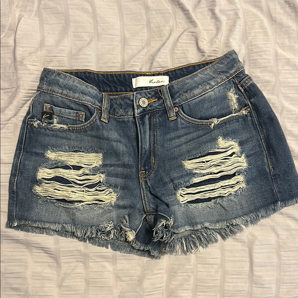 KanCan Women's Ripped Jean Shorts - Blue
